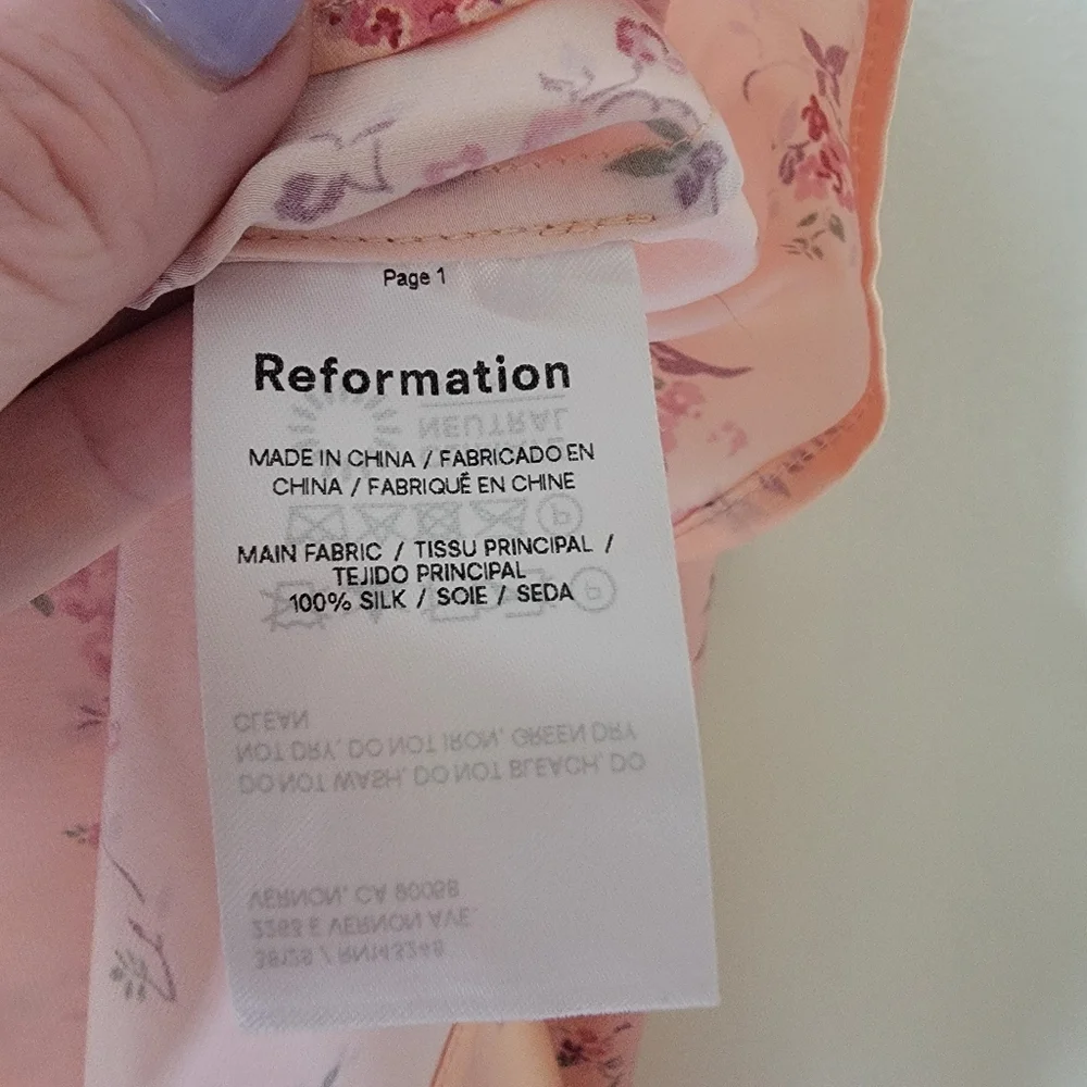Reformation 100% Silk Lucas Maxi Dress  Floral Peach Size 8 - Picture 10 of 10
